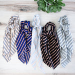 Striped Hair Scarf : Pink, Navy, Light Blue and Black