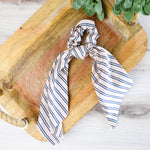 Striped Hair Scarf : Pink, Navy, Light Blue and Black