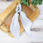 Striped Hair Scarf : Pink, Navy, Light Blue and Black