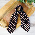 Striped Hair Scarf : Pink, Navy, Light Blue and Black