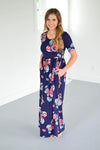 Navy Floral Maxi with Nursing Option