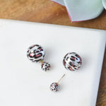 Double Leopard Pearl Stud Earrings