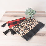 Red and Black Buffalo Check Zip Clutch