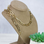 Serena Link Necklace and Bangle Bracelet with Toggle Closure In Gold or Silver