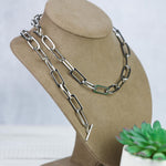 Serena Link Necklace and Bangle Bracelet with Toggle Closure In Gold or Silver