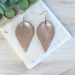 Genuine Leather Pinched Petal Dangle Earrings
