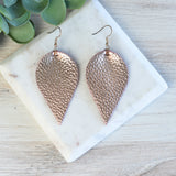 Genuine Leather Pinched Petal Dangle Earrings