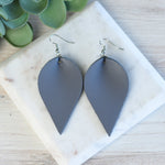 Genuine Leather Pinched Petal Dangle Earrings
