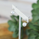 Double Pearl Drop Dangle Earrings