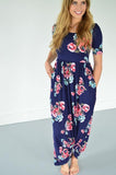 Navy Floral Maxi with Nursing Option