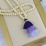 Kinsey Wood Bead and Tassel Statement Necklace