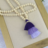 Kinsey Wood Bead and Tassel Statement Necklace