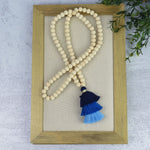 Kinsey Wood Bead and Tassel Statement Necklace