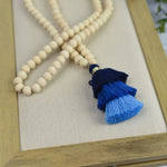 Kinsey Wood Bead and Tassel Statement Necklace