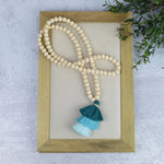 Kinsey Wood Bead and Tassel Statement Necklace