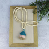 Kinsey Wood Bead and Tassel Statement Necklace