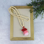 Kinsey Wood Bead and Tassel Statement Necklace