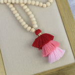 Kinsey Wood Bead and Tassel Statement Necklace