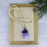 Kinsey Wood Bead and Tassel Statement Necklace