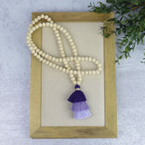 Kinsey Wood Bead and Tassel Statement Necklace