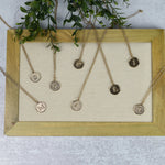 Medallion Coin Letter Necklaces in Antiqued Gold