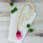 Kinsey Wood Bead and Tassel Statement Necklace