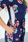 Navy Floral Maxi with Nursing Option