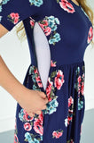 Navy Floral Maxi with Nursing Option