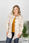 Dolly Plaid Top- Camel