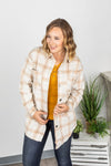 Dolly Plaid Top- Camel
