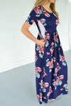 Navy Floral Maxi with Nursing Option