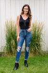 Ari Hi-Rise Button Fly Cuffed Skinny