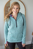 Quilted Pullover | Mint Floral