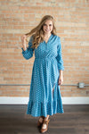 Midi Dress | Blue Polka Dot