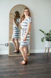 Dress with Pockets | Large Grey and White Stripes