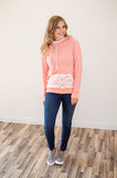 Pretty in Pink Lace Accented Hoodie