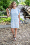 Flutter Sleeve Dress | Blue Tie Dye