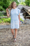 Flutter Sleeve Dress | Blue Tie Dye