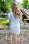 Flutter Sleeve Dress | Blue Tie Dye