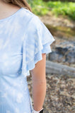 Flutter Sleeve Dress | Blue Tie Dye