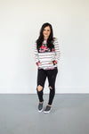 Striped Floral Crew Neck
