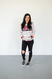 Striped Floral Crew Neck