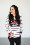 Striped Floral Crew Neck