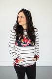 Striped Floral Crew Neck