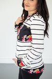 Striped Floral Crew Neck