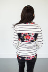 Striped Floral Crew Neck
