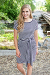Dress with Pockets | Black and White Stripes