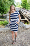 Dress with Pockets | Large Navy Stripes