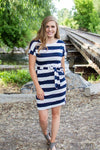 Dress with Pockets | Large Navy Stripes