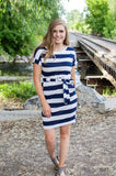 Dress with Pockets | Large Navy Stripes